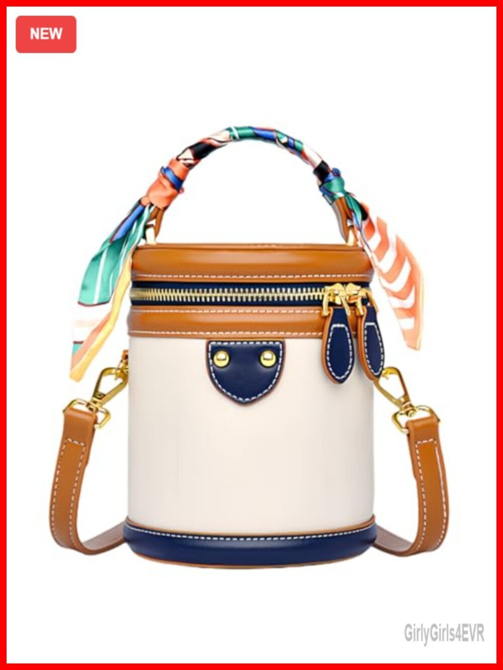 Mini Bucket Crossbody Bag Vegan Leather Round Shoulder Handbag Purse